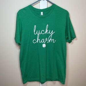 Bella Canvas Green Lucky Charm Tee w/ Shamrock Unisex Large